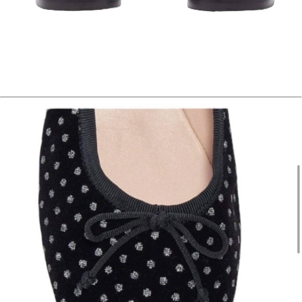 Kate Spade Black with Silver Dots Velvet Ballerina Flats NEW Honey Size 7.5